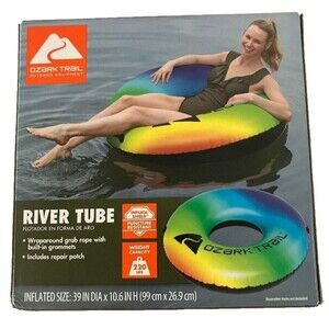 Ozark Trail Inflatable River Tube 39" Pool Float Raft Rainbow Summer‎ Water NIB